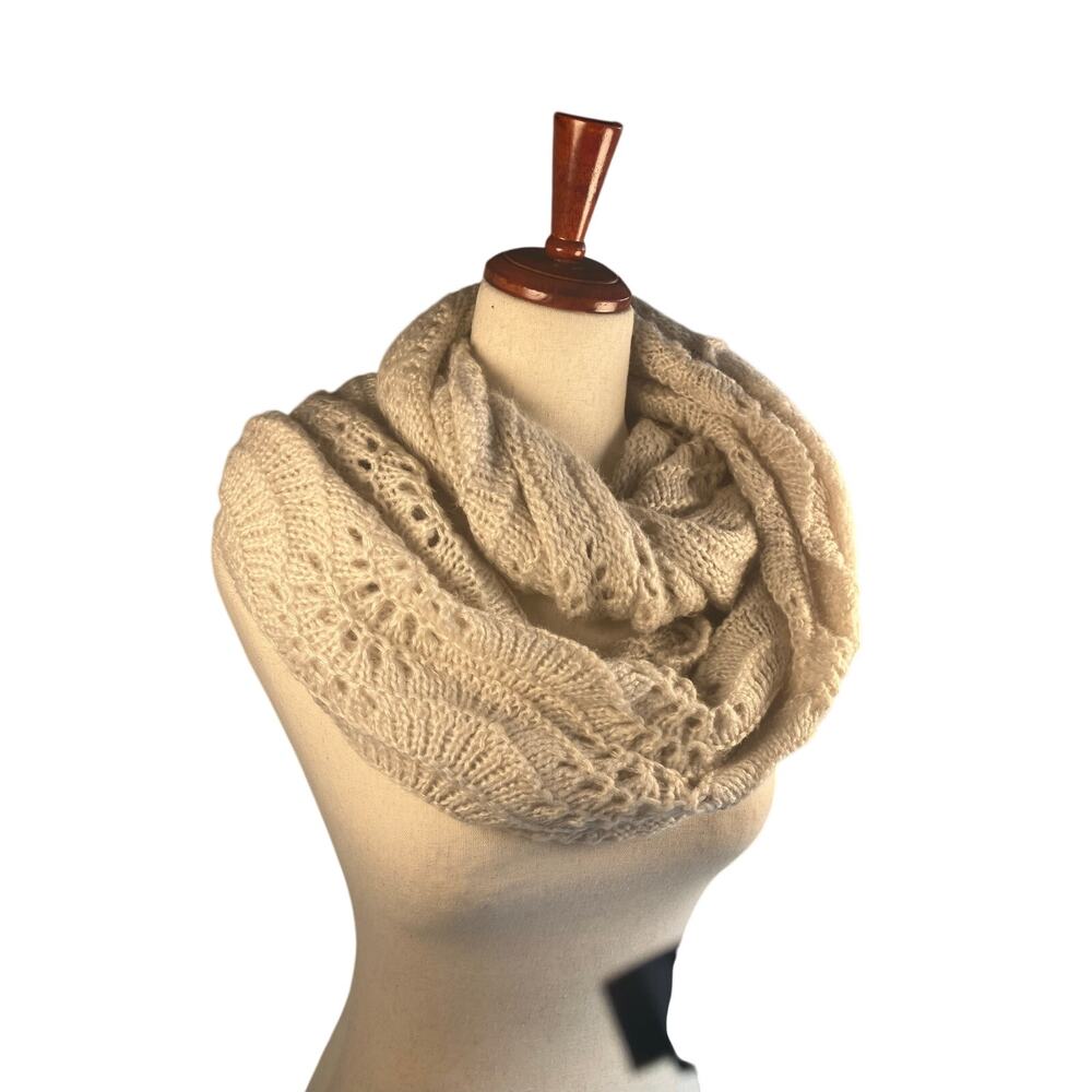 Ivory Chunky Knit Infinity Scarf Cozy Winter Circle Scarf Soft Cream